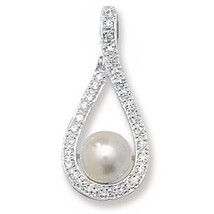 18Carat White Gold South Sea Pearls &amp; Diamonds Pendant Necklace 0.30cts - £1,579.85 GBP