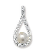 18Carat White Gold South Sea Pearls &amp; Diamonds Pendant Necklace 0.30cts - $2,042.03