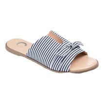 Journee Collection Lillian Blue Stripe Flat Slide Sandal Size 8 New - £24.32 GBP