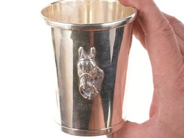 1950&#39;s Sterling silver Horse head Mint julep cup engraved Joanie - £295.69 GBP