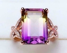 8 Carat Ring 14k Gold Plated Ametrine Wedding Ring 925 Sterling Silver Ring - £110.19 GBP