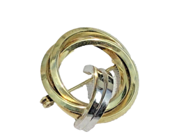 Heavy 14k Yellow White Gold Circle Pin Two Tone Gold Hallmarked - £318.90 GBP