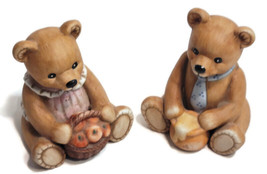 Homco 2 Porcelain Bears Girl with Apples &amp; Boy with Honey Pot  #1405 - $430.79 MXN