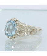 Sky Blue Aquamarine Handmade Sterling Silver Ladies Angels Flower Ring s... - £108.39 GBP