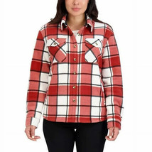 Women&#39;s Long Sleeve Plaid Sherpa Lined Fleece Shirt Jacket with Pockets S,  Red - £39.37 GBP