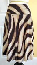LAUREN RALPH LAUREN Golden Beige/Brown Animal Print Full Silk Dress Skir... - $24.40