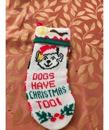 Vintage Knit Dog Christmas Stockings Set Of 2 Santa - $14.99