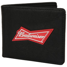Budweiser Black Bifold Wallet w/ Logo Patch and Flip-up ID Window Black - £18.26 GBP