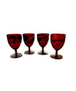 4 Vintage Anchor Hocking Monarch Royal Ruby Red Water Goblets Wine Red B... - £27.18 GBP