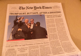 The New York Times Newspaper July 14 2024, Donald Trump Hurt After Shoot... - $372.42 MXN