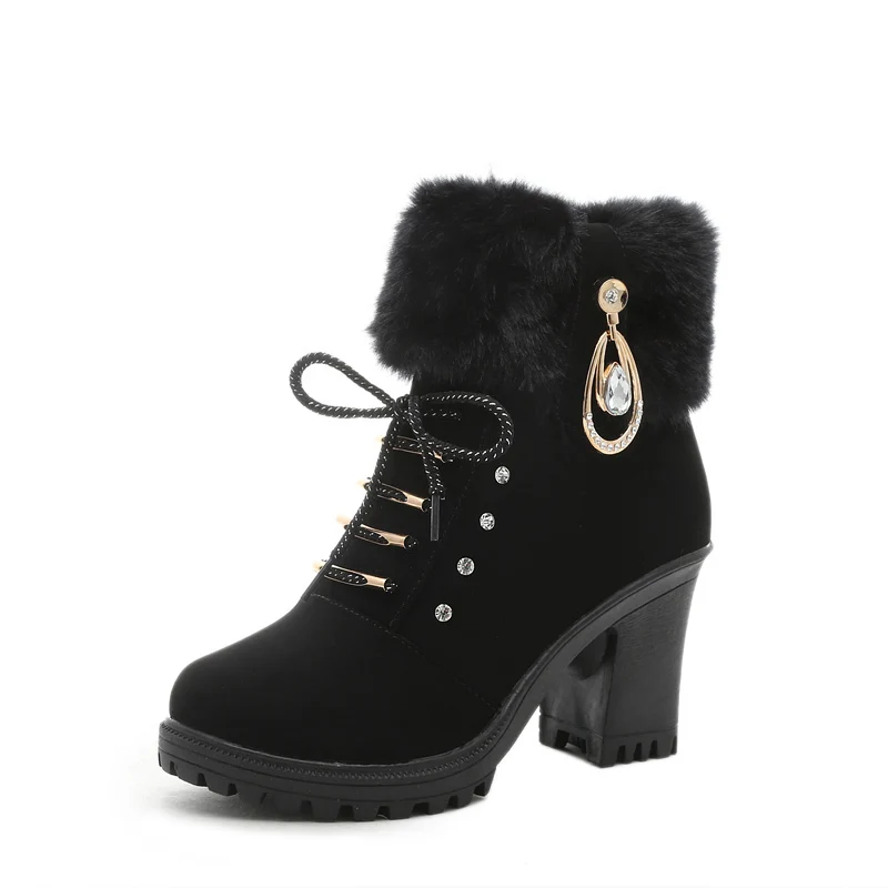 2024 New Winter Women Shoes Warm Non-slip Block   Warm Snow Boots Fashion Design - £61.54 GBP