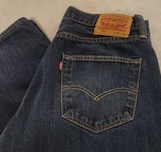Levi&#39;s 501 Blue Jeans 32x32 Dark Wash Button Fly Straight Leg - $36.95