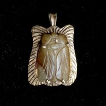 c1976 Carved Jade Cicada 14K Gold Handmade Pendant Brooch Combo Vintage Jewelry - £1,096.96 GBP