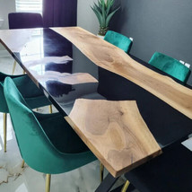 Black Epoxy Resin Dining Table Tops, COnference Meeting Table, Hallway Decors - £413.56 GBP+
