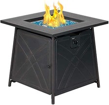 Outdoor Propane Fire Pit Table With Lid And Blue Fire Glass,, By Bali Outdoors. - £162.97 GBP