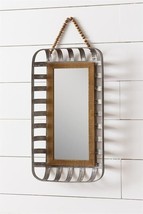 Tobacco Basket Wall Mirror in  distressed metal and wood - SALE - $39.99