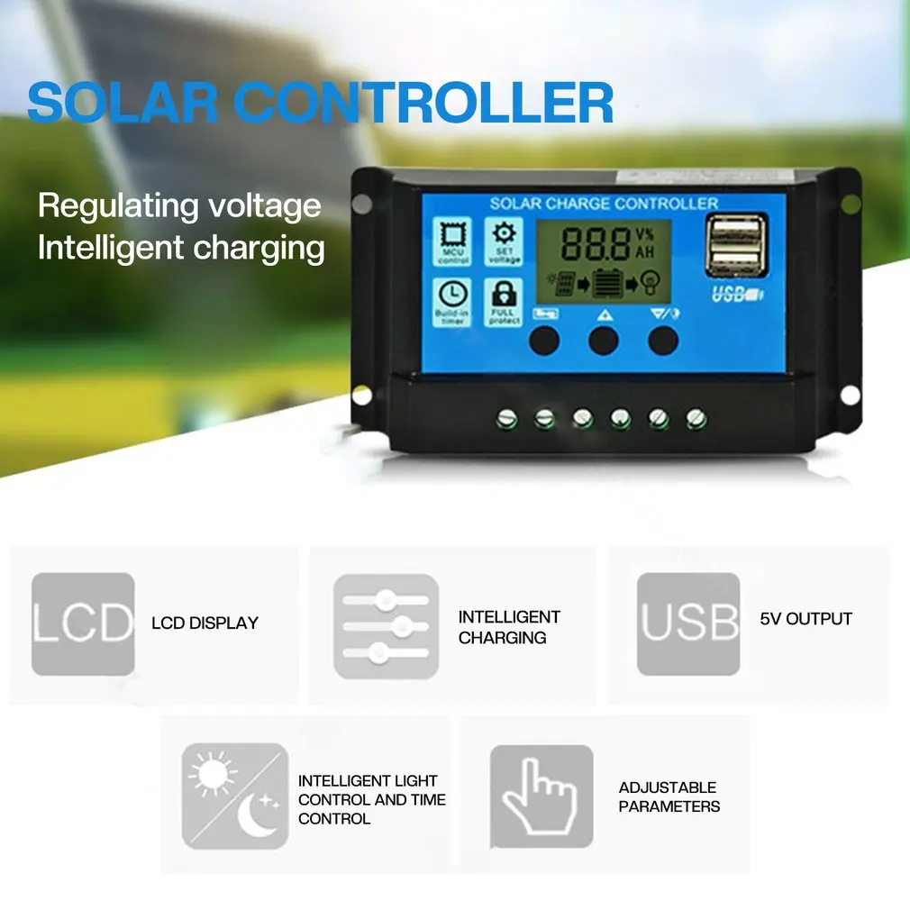 House Home 30A 12V-24V Auto 50V Solar Panel Charge Controller Regulator Collecto - £19.30 GBP