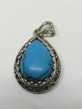 Vintage Sterling Silver 925 Turquoise Cabochon Pendant - £11.79 GBP