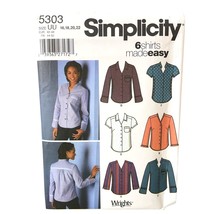 Simplicity Sewing Pattern 5303 Shirt Top Blouse Misses Size 16-22 - $8.99