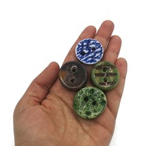4pcs Green Clay Buttons Scrapbook Sewing Clothing Crafts Handmade Ceramic 30mm - £18.80 GBP