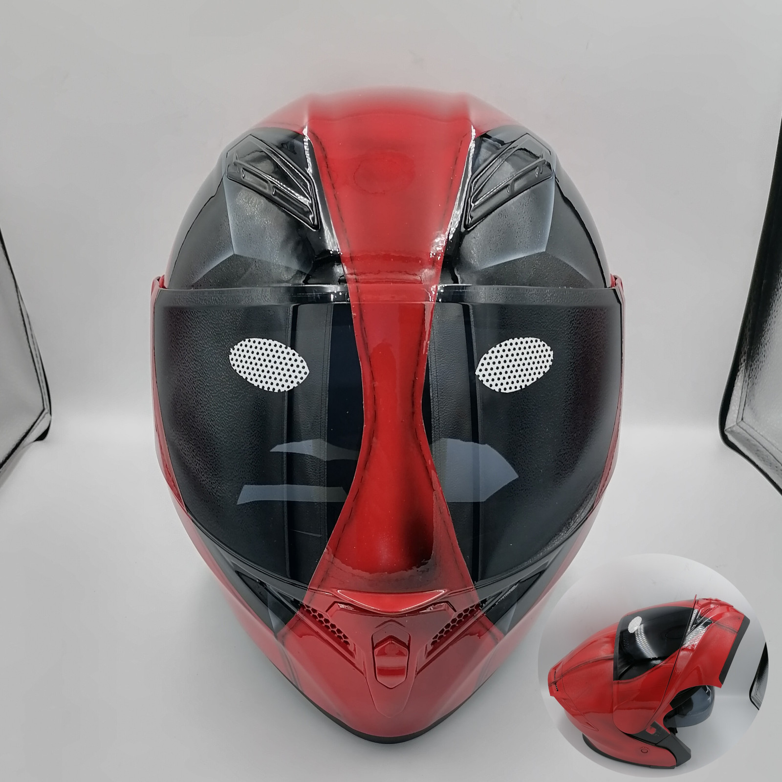 Deadpool helmet   custom motorcycle helmet airbrush paint DOT modular