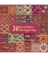 Diwali Modern Folk Watercolor Digital Paper: 30 Indian Festival Patterns... - $2.10