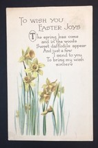 Antique Easter Joys Greeting Card Daffodils Gibson Lines Cincinnati Posted 1918 - £7.17 GBP