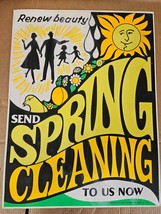 Vintage Dry Cleaner Clothing Store Advertisement  Sign 1960s psychedelic... - $213.77