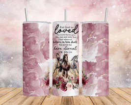 Skinny Tumbler with Straw, 20oz/30oz, Horses, Bible Quote, awd-1349 - £28.65 GBP+