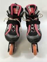 KRYPTONICS Kids Girl Rollerblades Inline Roller Skates Adjustable 5-8 Black Pink - £7.58 GBP