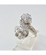 MODERNIST VINTAGE 925 STERLING SILVER WHITE 8mm. CZ BYPASS RING SIZE 6.25 - $649.73 MXN