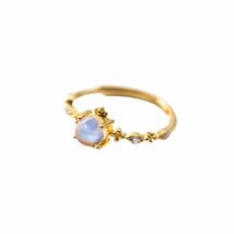 Luxury Gold-Plated Adjustable Ring with S925 Sterling Silver Moonlight S... - £21.18 GBP