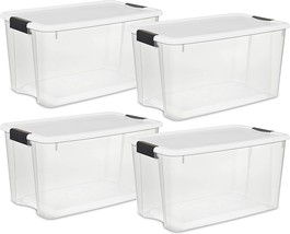 Sterilite 19889804 70 Quart/66 Liter Ultra Box Clear with a White Lid and Black - £65.66 GBP
