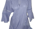 Victorias Secret Eyelet Tunic Shirt top Ruffle Crochet Cover up Pale Blu... - $18.50