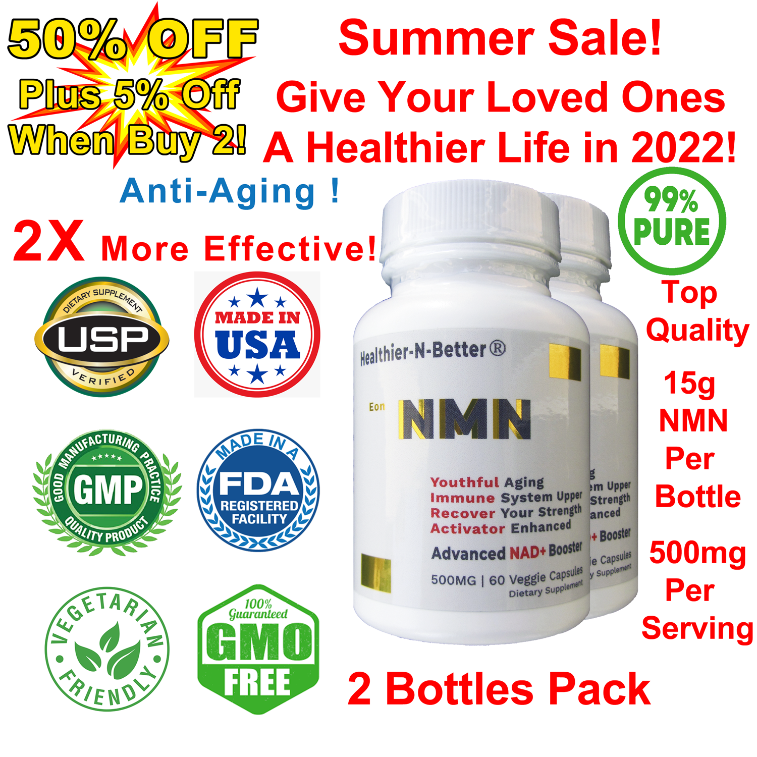 2 NMN βNicotinamide Mononucleotide Resveratrol NAD+Booster Sex Energy