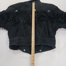 Vintage Kezia Womens Black Fringe Genuine Leather Western Cowboy Jacket Chest 42 image 7