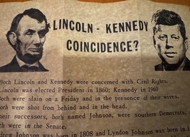 Lincoln - Kennedy  Coincidence? on Antiqued Parchment Paper - $65.52 MXN