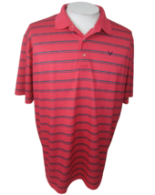 Callaway Men Golf Polo shirt pit to pit 26 XL pink blue opti-dry striped poly - £13.42 GBP