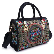 Women Floral Embroidered Handbag Ethnic Boho Canvas Shopping Tote Zipper Bag - £39.73 GBP