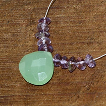 Green Onyx Faceted Heart Amethyst Beads Briolette Natural Loose Gemstone Jewelry - £5.49 GBP