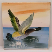 Hand Painted Mallard Duck on Water Tile Trivet Vintage - $16.03