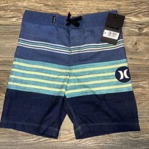 Hurley Board Shorts Boys Youth Size 6 Blue Stripped Surf Swimwear. NWT. 5 - $14.84
