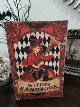 Faux Halloween Witch Handbook Black Cat Book Distressed Stash Box Decor - £31.26 GBP