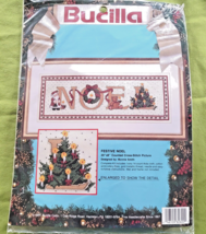 Bucilla Festive Noel Counted Cross Stitch Kit 1991 20 x 6&quot; New Sealed Holidays - $11.87