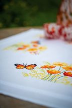 Vervaco Stamped Cross Stitch FLWR BTTRF, Orange Flowers and Butterflies - $34.75