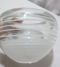 Hand Made Art Glass Vase Skrdlovice Czechoslovakia White stripes - £196.58 GBP