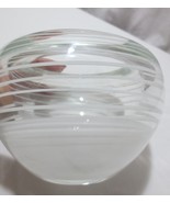 Hand Made Art Glass Vase Skrdlovice Czechoslovakia White stripes - £188.13 GBP