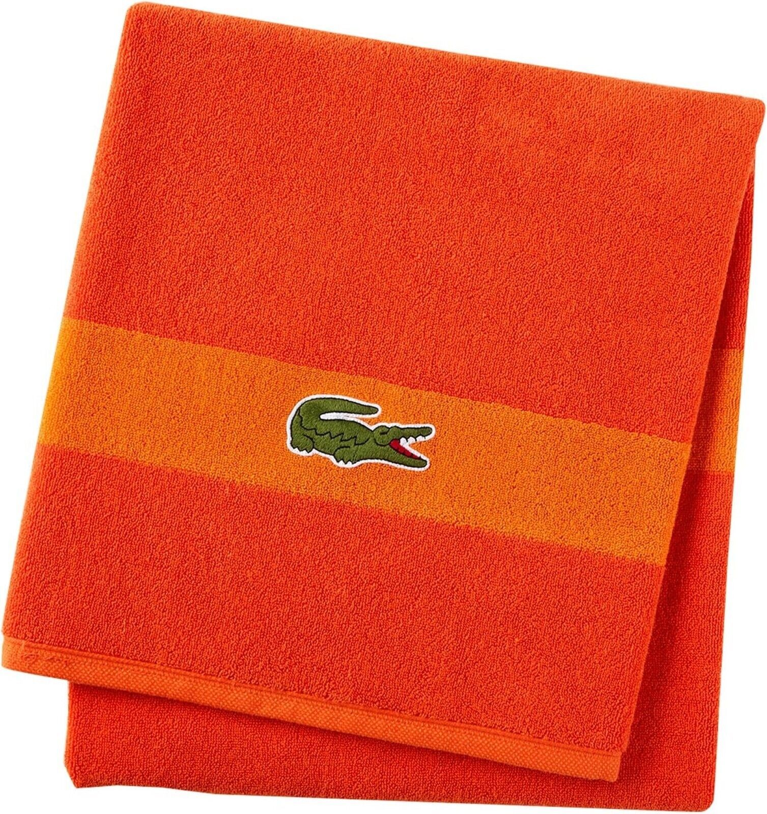 LACOSTE Orange Big Crocodile Bath Towel Measures 30" x 52" - $21.73