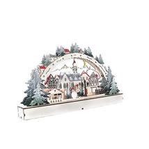 Christmas Lighted House Wooden Village House Crafts Xmas Desktop Ornaments - £20.74 GBP