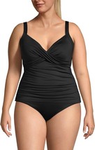 Lands End NEW 8 Adjustable Swimsuit Tankini Top Underwire Black Wrap Fro... - $376.79 MXN